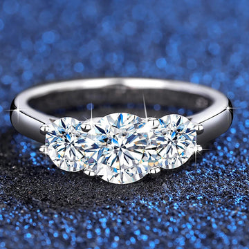 Remarkable 2ct 6.5mm Round Cut Moissanite Diamonds Engagement Wedding Rings, Sterling Silver Certified Jewellery